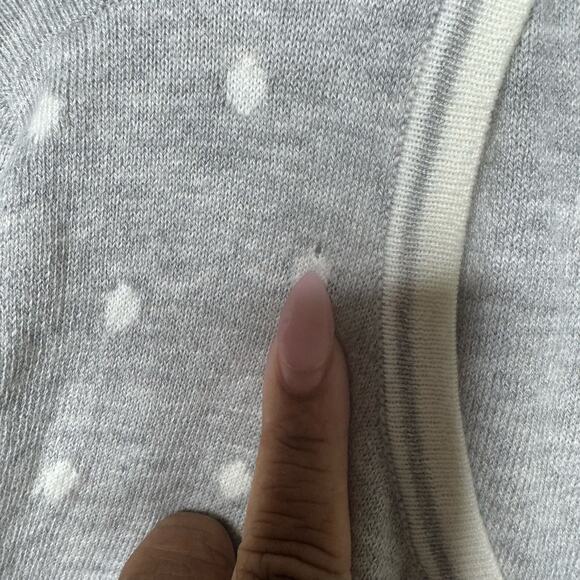 Talbots Petites Gray Polka Dot Cashmere Cotton Cardigan Twinset MP Read - Picture 7 of 8